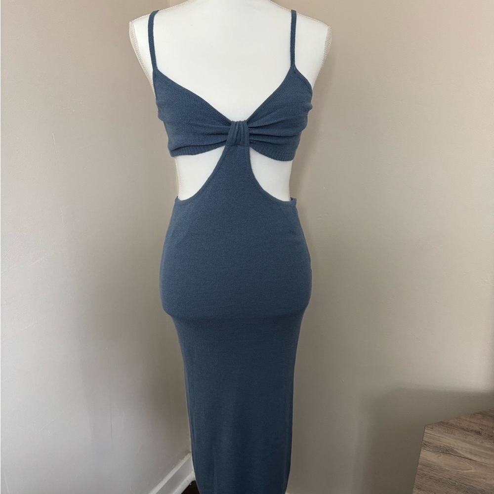 Blue Cutout Knit Dress